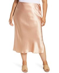 Vince - Satin Side-Slit Midi Skirt - Lyst