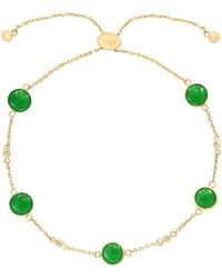 Effy - 14K Bezel Set Jade & Sapphire Station Adjustable Slide Bracelet - Lyst