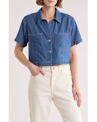 Blu Pepper - Crop Denim Blouse - Lyst