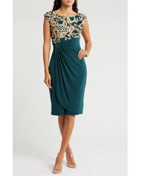 Connected Apparel - Metallic Soutache Faux Wrap Dress - Lyst