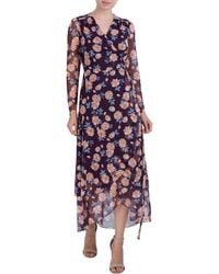 Laundry by Shelli Segal - Floral Long Sleeve Maxi Wrap Dress - Lyst