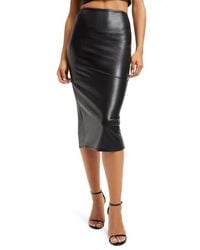 GOOD AMERICAN - Better Than Faux Leather Midi Pencil Skirt - Lyst