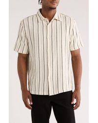 Cactus Man - Textured Stripe Short Sleeve Button-Up Shirt - Lyst