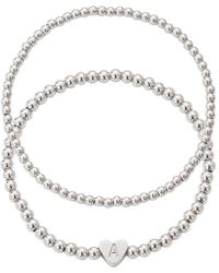 Adornia - Beaded Initial Charm Bracelet Set - Lyst