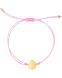KARAT RUSH - 14k Yellow Gold Round Disc Bracelet In Gold And Hot Pink Cord At Nordstrom Rack - Lyst