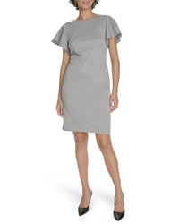 Tommy Hilfiger - Flutter Sleeve Herringbone Sheath Dress - Lyst
