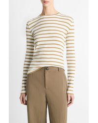 Vince - Striped Ribbed Pima Cotton Long-Sleeve T-Shirt - Lyst
