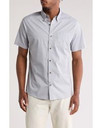 Travis Mathew - Across The Pond Geo Print Short Sleeve Stretch Button-Up Shirt - Lyst