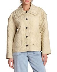 Bagatelle - Ruffled Collar Diamond Quilted Jacket - Lyst