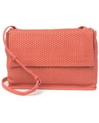 Christopher Kon Woven Leather Crossbody Bag In Peach At Nordstrom Rack - Red