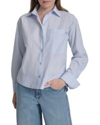 DKNY - Oversize Long Sleeve Crop Button-Up Shirt - Lyst