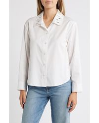 Wit & Wisdom - Beaded Collar Cotton Blend Button-Up Shirt - Lyst