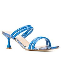 FASHION TO FIGURE - Lanna Snake Embossed Heeled Sandal - Lyst