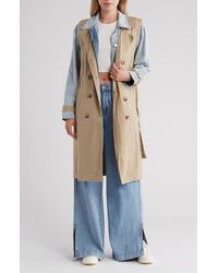 Blank NYC - Double Breasted Twill Denim Trench Coat - Lyst