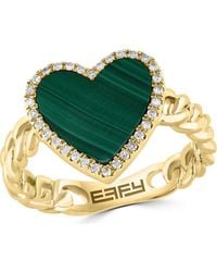 Effy - Diamond & Malachite Heart Ring - Lyst