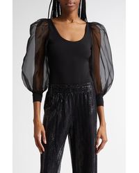 Alice + Olivia - Jillianne Sheer Sleeve Bodysuit - Lyst