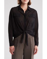 Adrianna Papell - Tie Front Button-up Shirt - Lyst