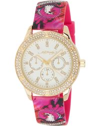 Ed Hardy - Crystal Graphic Silicone Strap Watch - Lyst