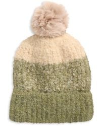 Tasha - Colorblock Faux Fur Pom Bouclé Beanie - Lyst
