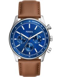 Fossil - Sullivan Multi Function Leather Strap Watch - Lyst