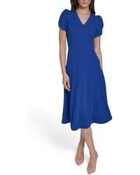 Calvin Klein - Short Sleeve A-Line Midi Dress - Lyst