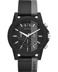 ARMANI EXCHANGE - Chronograph Stripe Silicone Strap Watch, 45Mm - Lyst
