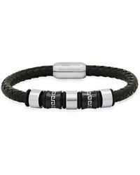 HMY Jewelry - Mens' Two-tone Braided Leather Bracelet - Lyst