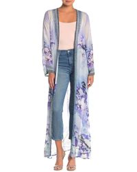 Shahida Parides Floral Long Sleeve Maxi Duster - Blue