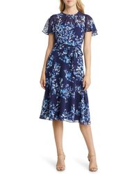 Harper Rose - Floral Print Flutter Sleeve Dress - Lyst