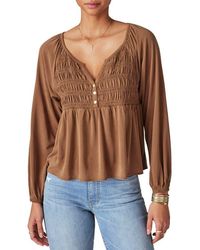 Lucky Brand - Smocked Sandwash Button-Front Modal Blouse - Lyst