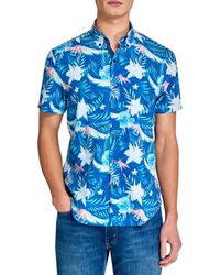 Con.struct - Tropical Floral Short Sleeve Stretch Button-Down Shirt - Lyst
