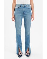 DAZE - Downtown High Waist Split Hem Straight Leg Jeans - Lyst