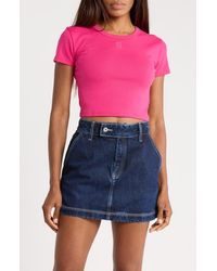 BOSS - Delanor Logo Embroidered Crop T-Shirt - Lyst