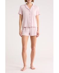 Danskin - Notched Short Sleeve Top & Shorts Pajamas - Lyst