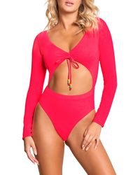 Maaji - Cherry Rose Reversible Long Sleeve One-piece Swimsuit At Nordstrom - Lyst