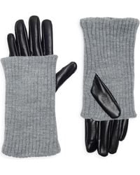Steve Madden - Rib Knit Faux Leather Gloves - Lyst