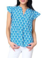Gibsonlook - Notch Neck Flutter Sleeve High-Low Top - Lyst