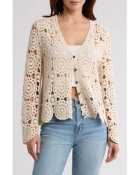 Forgotten Grace - Crochet Circle Button Front Cardigan - Lyst
