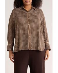 Max Studio - Circle Stripe Long Sleeve Button-Up Shirt - Lyst