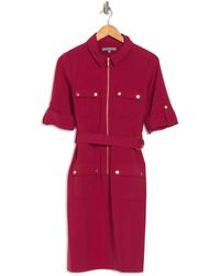 sharagano belted shirt dress