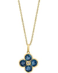 Effy - 14k Yellow Gold Semiprecious Stone & Diamond Flower Pendant Necklace - Lyst