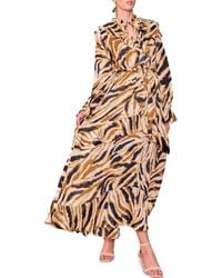 MELLODAY - Long Sleeve Tiered Chiffon Maxi Dress - Lyst