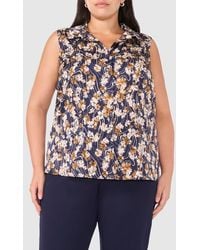 Halogen® - Printed Sleeveless Button-Up Top - Lyst