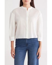 FRAME - Puff Sleeve Crop Poplin Top - Lyst