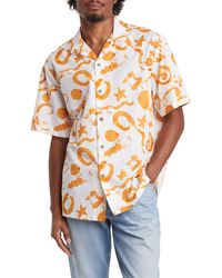 TOPMAN - Abstract Print Short Sleeve Button-up Camp Shirt - Lyst
