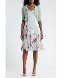 Connected Apparel - Floral Chiffon Dress & Lace Shrug Set - Lyst