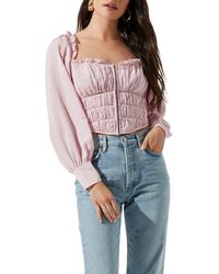 Astr - Amber Puff Sleeve Smocked Blouse - Lyst