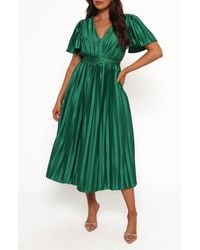 open lace back dress Declan Satin Pleated Dress
