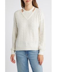 Wit & Wisdom - V-Neck Sweater With Bib - Lyst