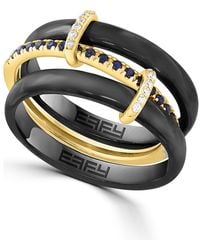 Effy - Two-Tone Sapphire & Diamond Stacked Triple Band Ring - Lyst